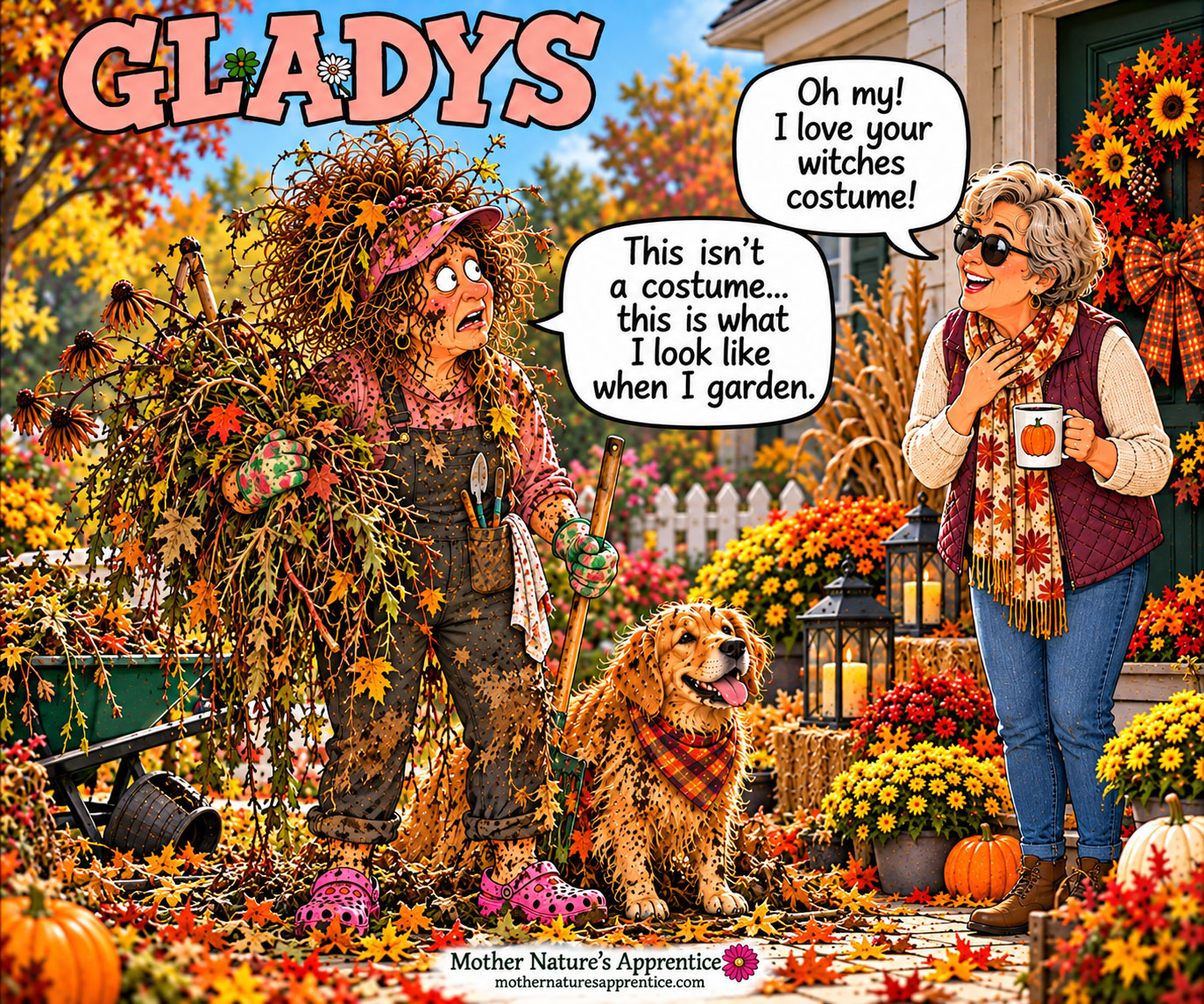 Who needs a Halloween costume when you've spent the day doing fall garden cleanup