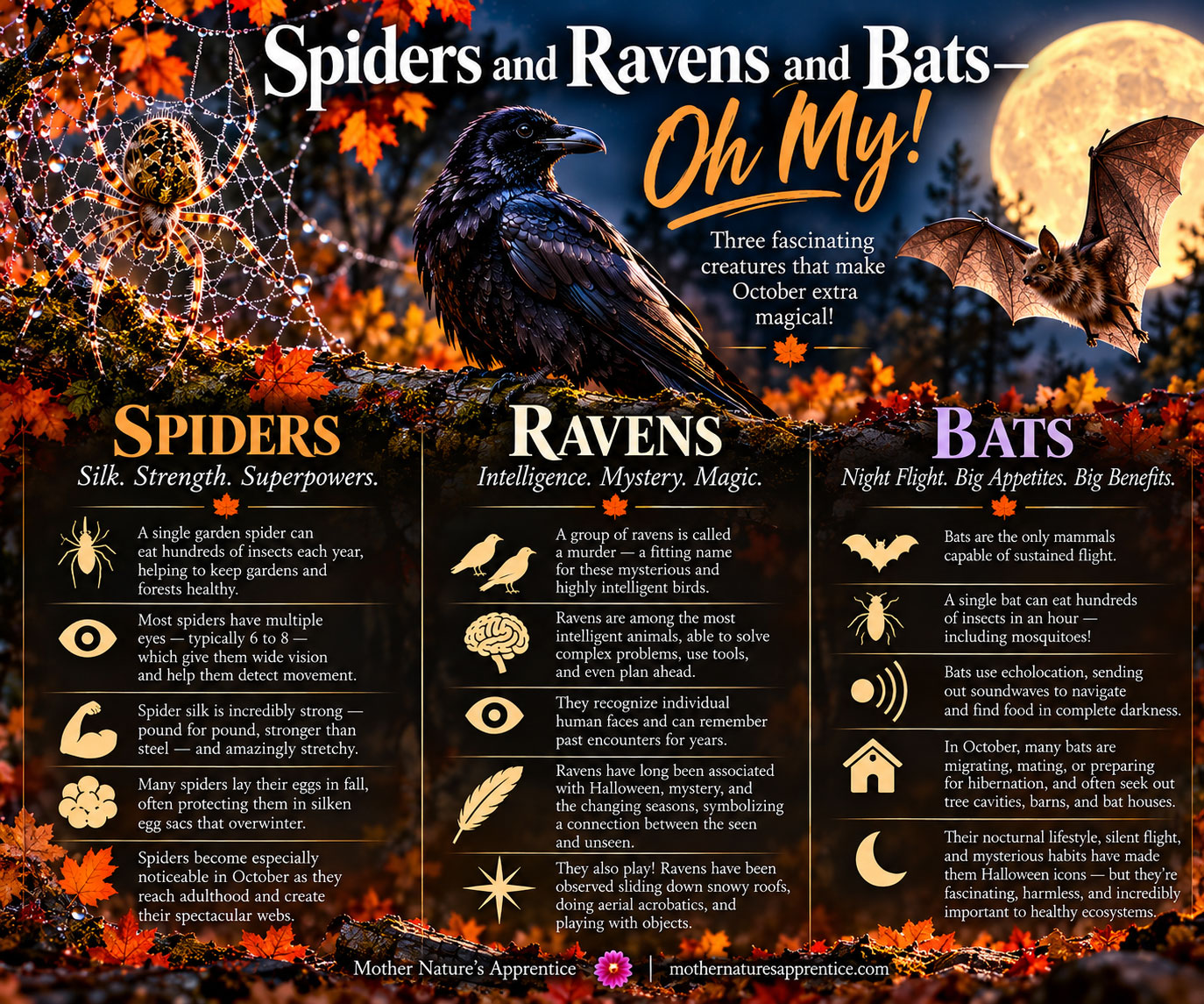 Spiders and Ravens and Bats—Oh My